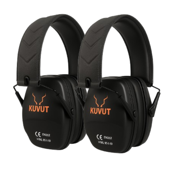 KuVut Shooting Ear Protection Earmuffs - Black - 2 pack