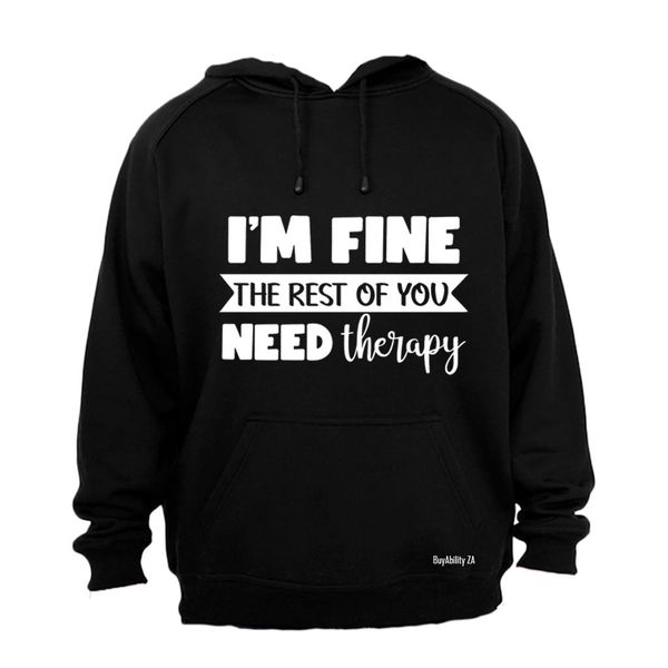 I'm Fine - Mens - Hoodie - Grey