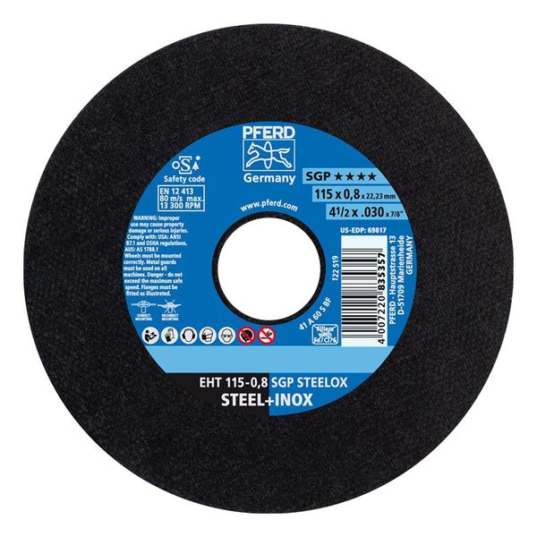 Bulk Pack x 3 Bulk Pack 2 x Pferd Steel+Inox Cutting Disc - 115mm x 0.8mm x 22.2mm Bore