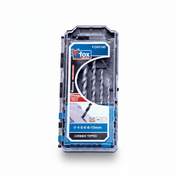 Fox Masonry Drill Bit Set 5 Piece 4-10mm For Brick And Concrete