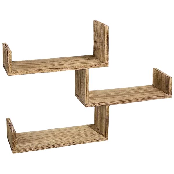 Decor 3-Tier Modern Corner Wall Wooden Floating Shelf -40cm