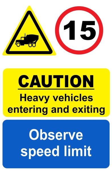 Caution Heavy Vehicle Crossing Sign On Chromadek 44cm x 44cm