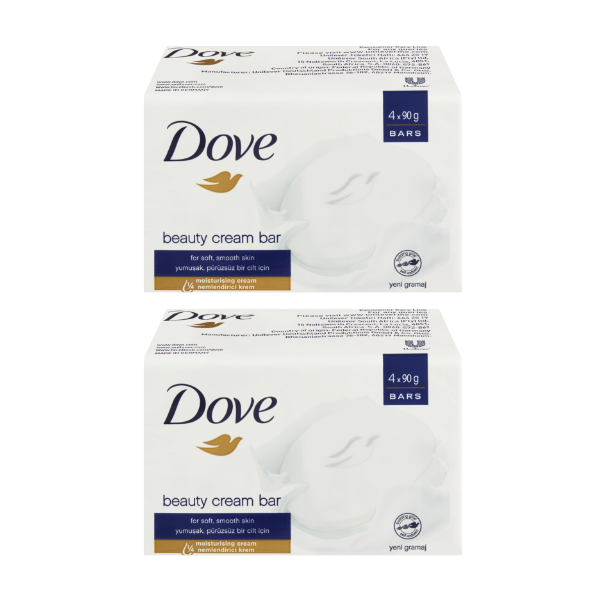 Bulk 2x Dove Soap Bar White 4x90g