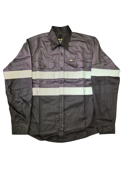 Vulcan Premium Mining Vented Shirt - Long Sleeve - Grey and Black