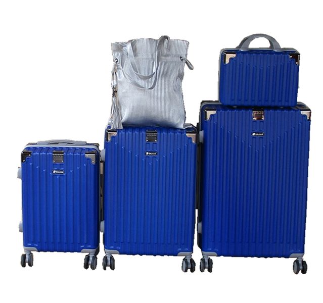 Blue 4-Piece ABS Luggage Set with Tote Bag &amp; Spinner Suitcases