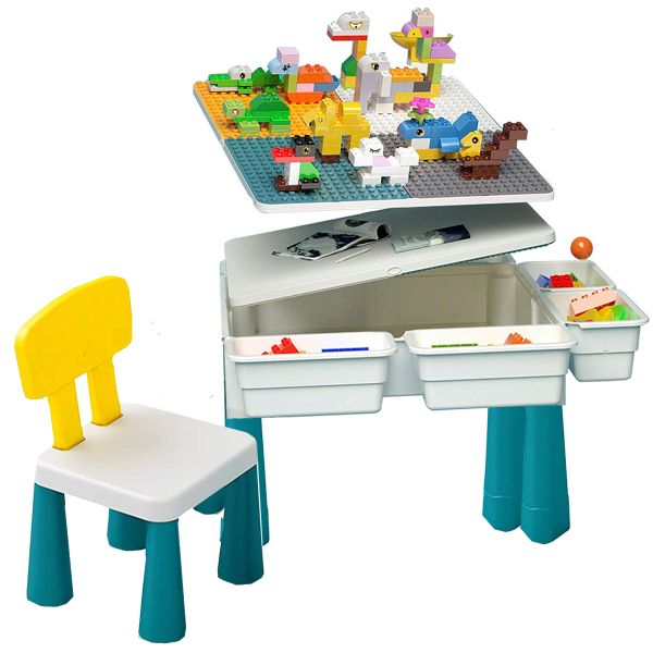 7 in 1 Multifunctional Kids Activity Table Marble Run Building Blocks Set
