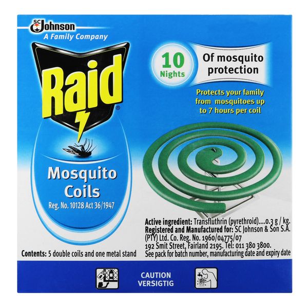 Raid Mosquito Repellent Coils - 10s Pack of 60