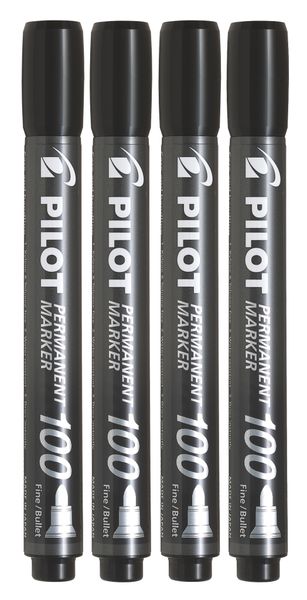 Pilot SCA-100 Bullet Permanent Marker Tip Pack of 4 - Black Ink