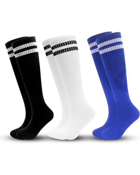 3Pairs Kids Soccer Socks Football Baseball Softball Sports Youth 6-12 Years