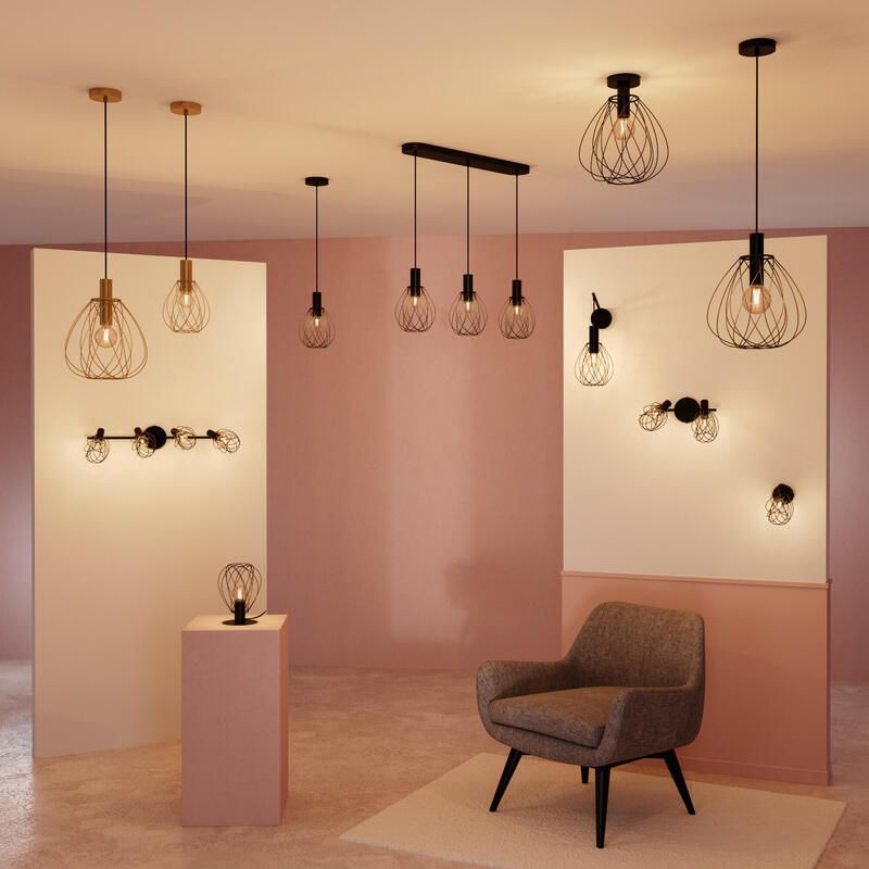 Inspire Ceiling Lamp E27x1 D32cm Metal Mat Black Inspire Merone