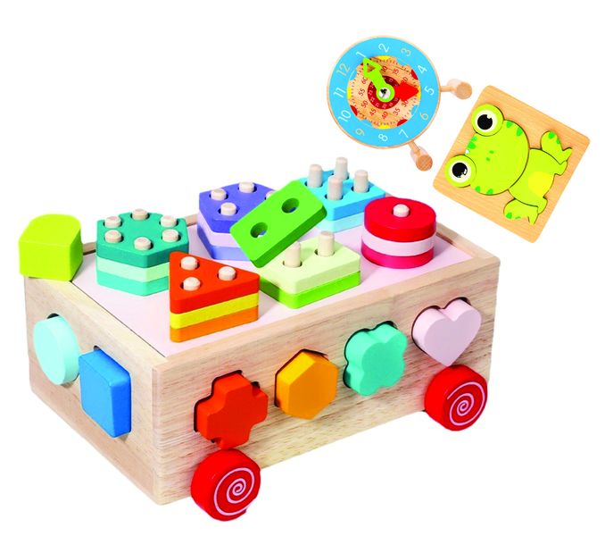 Wooden Blocks Shape Color Sorting Learning Educational Toys for Toddler
