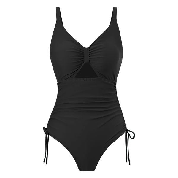 Olive Tree - One Piece High Waisted Tummy Control Bathing Swimsuit - Black