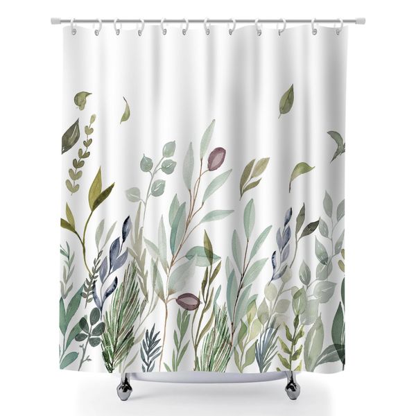 Bath Curtain Set, 180x180cm Floral Bath Curtain for Master Bathroom