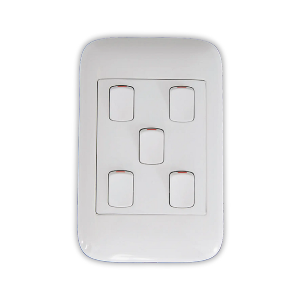 Onesto Oracle White 4x2 5 Lever 1 Way Switch