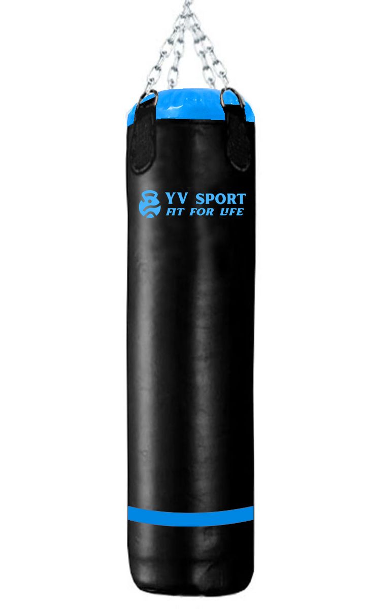 Muay Thai Punching Bag and Kick Long Bag - Black & Blue 1.55cm Height