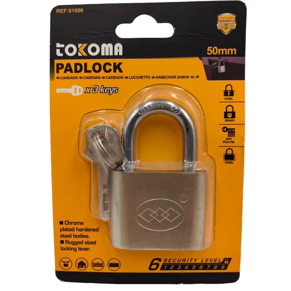 Tokoma 50mm Padlock with 3 Keys