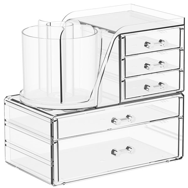 Acrylic Makeup Organizer With Drawers,Clear Skincare Organizers for Makeup