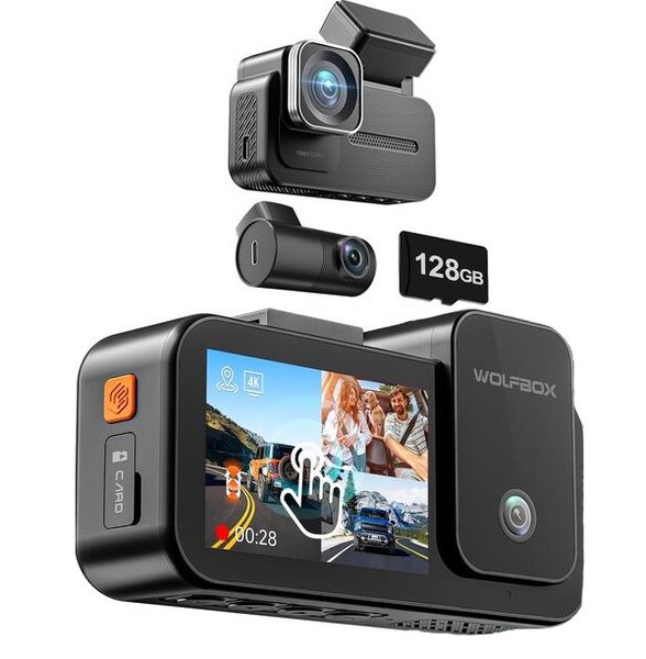 WOLFBOX X5 4K 3 Channel Dash Cam STARVIS 2 HDR WiFi GPS 128GB