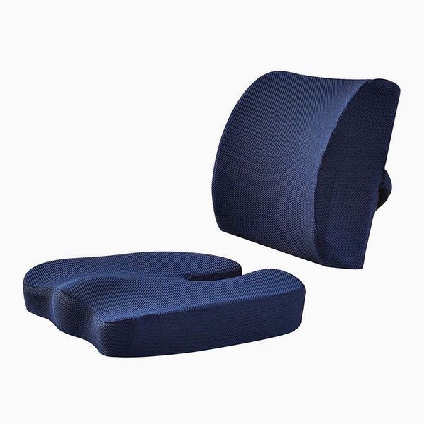 Memory Foam Seat Cushion &amp; Lumbar Back Support Cushion for Office Chairs