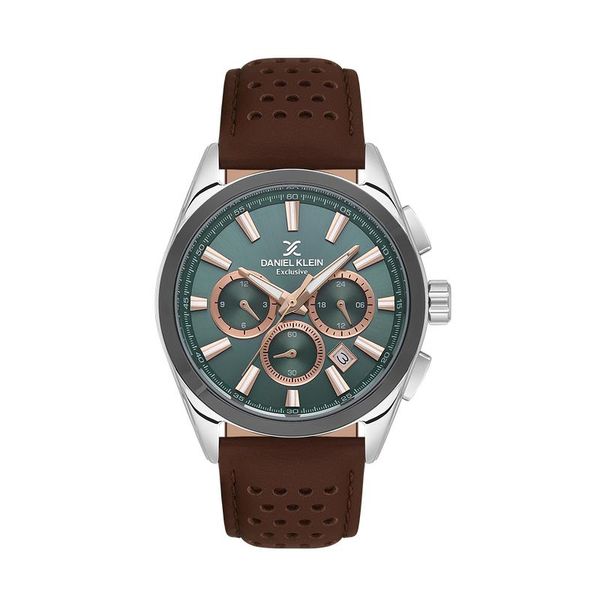Daniel Klein Men Brown, Green Leather Button Analogue DK1138094