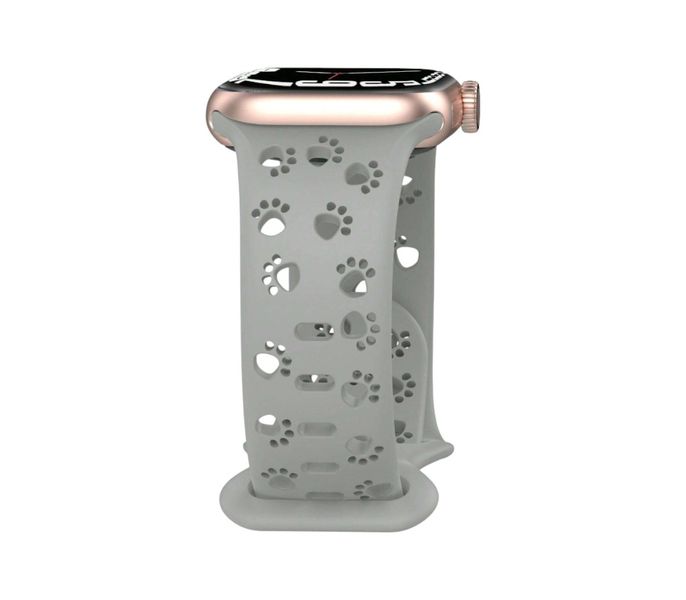 Soft Silicone Compatible Apple Watch Strap With Paw Print Cutout - Grey
