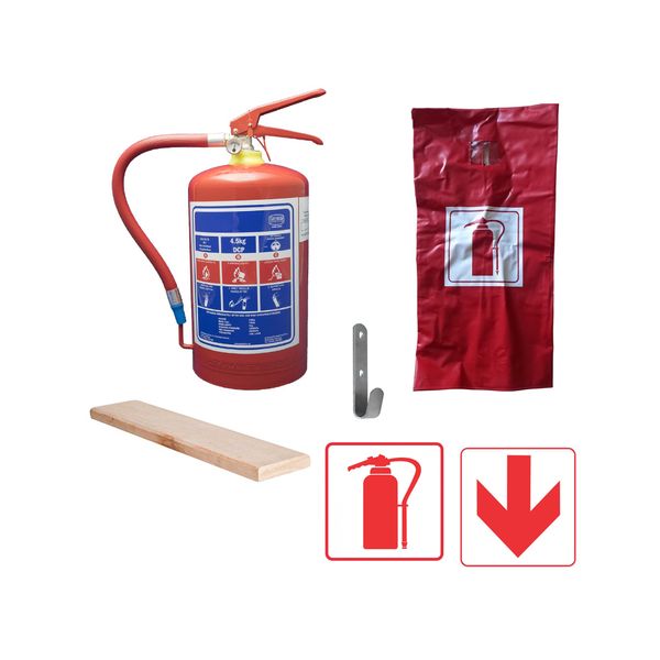 4.5kg DCP Fire Extinguisher with (PVC Cover, Wall Bracket and Signs)