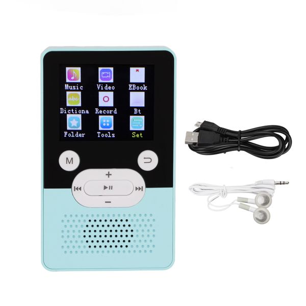 T9 MP4 Player 1.8Inch Screen Lossless Sound MP3 with Bluetooth 4.2 Blue 4GB