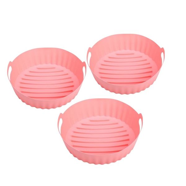 3 Piece Set Reusable Food-Grade Silicone Non-stick Air Fryer Baking Tray