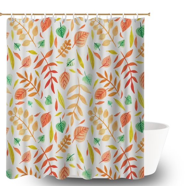 Shower Curtain for Bathroom, Foliage Print Bathtub Curtain for Apartment