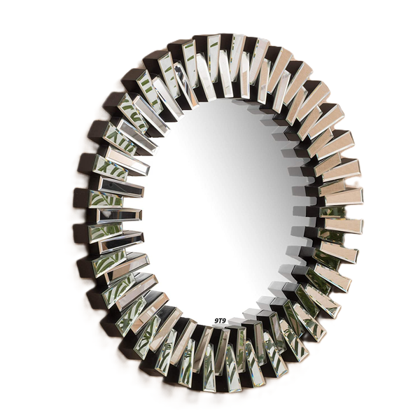 9t9- Designer Mirror Venetian Glass Beveled Round Wall Mirror.