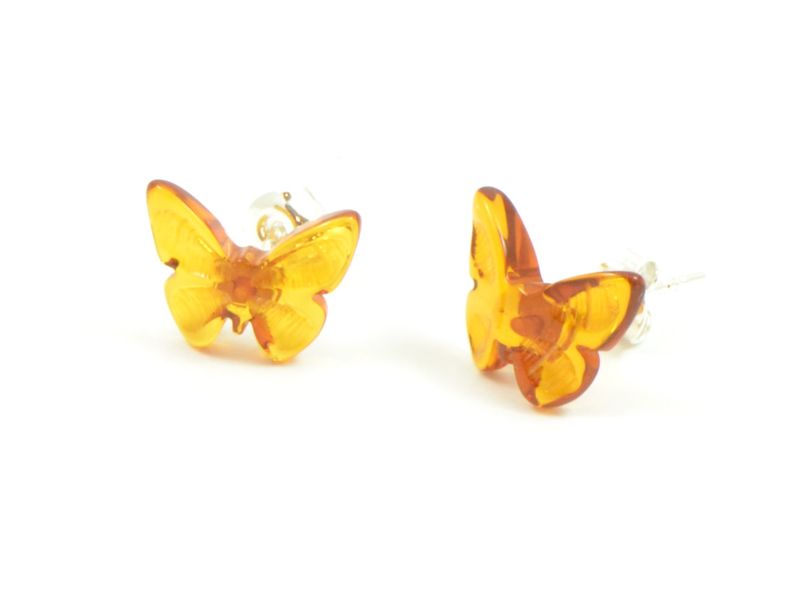 Baltic Amber Butterfly Stud Earrings
