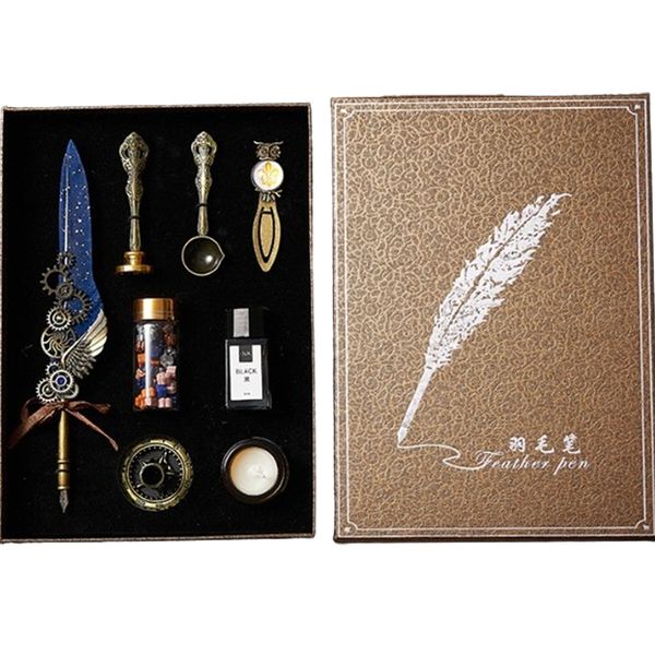Vintage Calligraphy Feather Pen Set