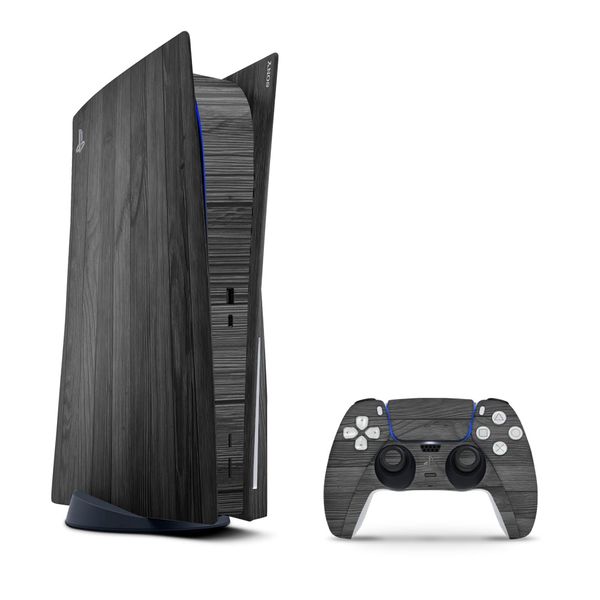 Decal Skin Compatible with PS5 (Disc) - Black Wood 2024 (Decal Only)