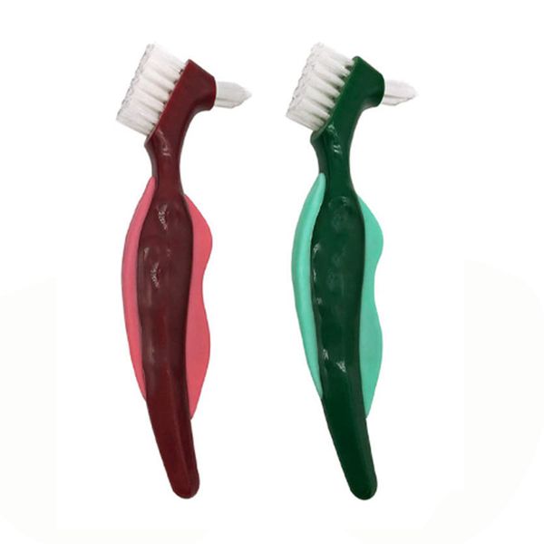 2 Piece Premium Hard Denture Brush Toothbrush, Multi-Layered Bristles