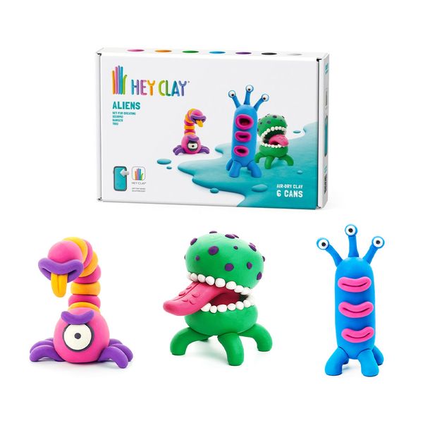 Hey Clay: Modelling Air-Dry Clay with Fun Interactive App - Aliens - 6 Cans
