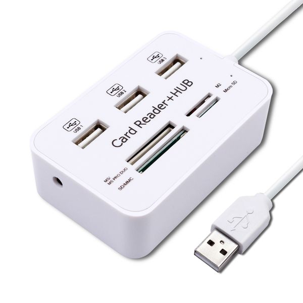 Mini SD TF Card M2 MS Card Reader 3 Ports USB2.0 Hub USB Splitter