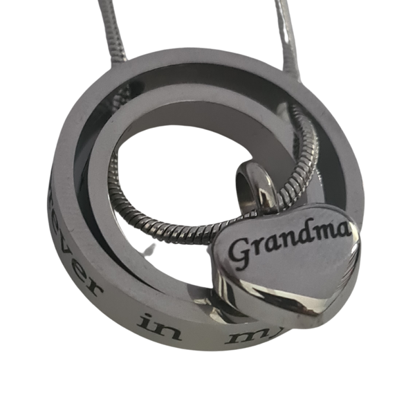 Grandma Memory Pendant and Chain - Stainless Steel Cremation Jewellery