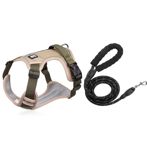 Large Dog Harness With Reflective Strips And Leash