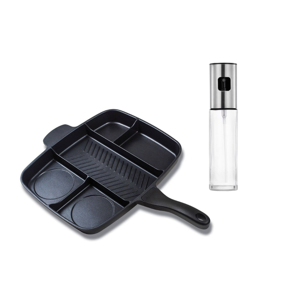 Magic 5 in 1 Non Stick Frying Pan And Oil and Vinegar Spray Bottle