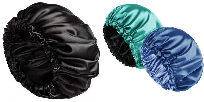 Satin Bonnet -Pack of 3 (Green, Black, Blue)