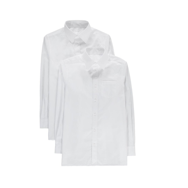 White Cotton Blend Long Sleeve School Shirt(2Pack)