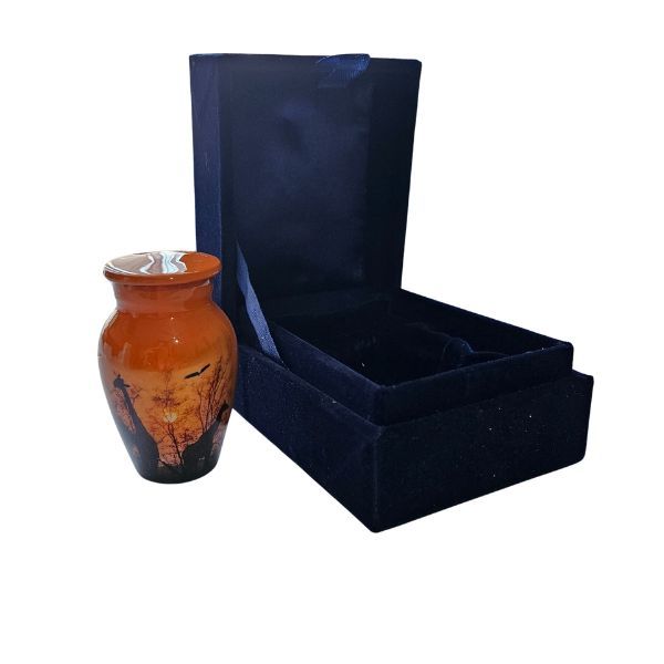 4 Piece Giraffe Sunset Aluminium Memorial Keepsake Cremation Urn For Ashes