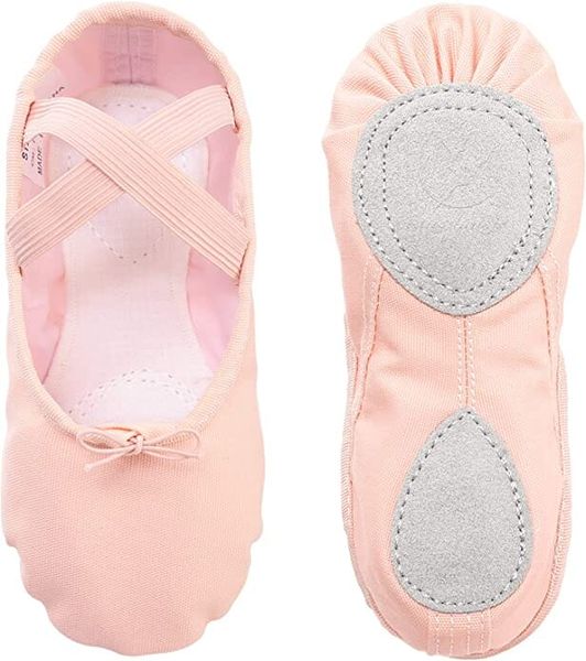 Pink Canvas Split Sole Ballet Pumps