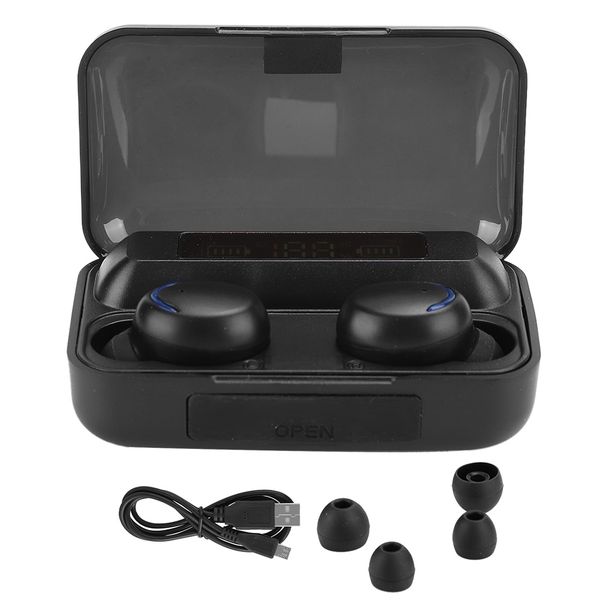F9-5 Black Digital Display Breathing Light Touch Control Wireless Headphone