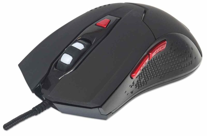 Manhattan Wired Optical Gaming Mouse with LEDs-USB, Six Button with Scroll