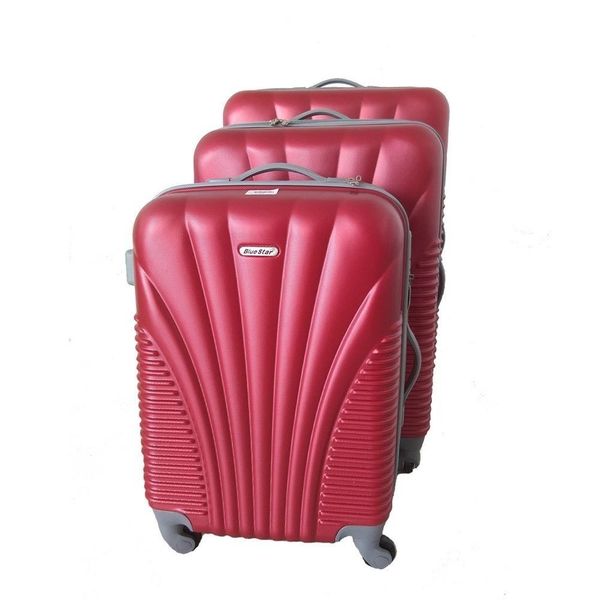 Blue Star 3-Piece ABS Luggage Set - Lightweight Spinner Wheels, Red