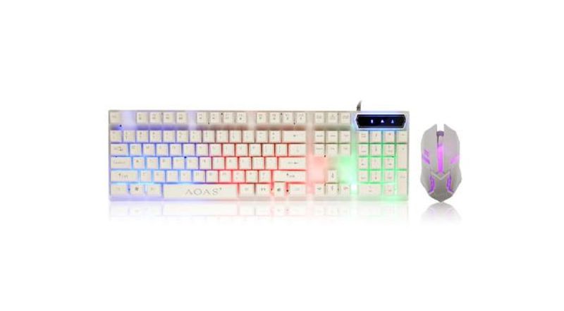 AOAS M400 Gaming Optical LED Keyboard &amp; Mouse Set - White