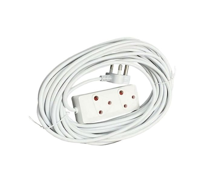15m White Extension cable with Two-Way Socket Outlet (250V. 16A)