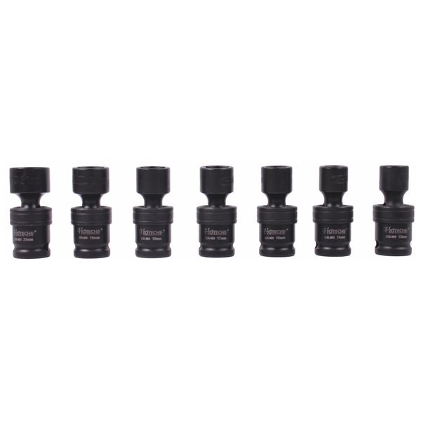 Hoteche 7-Piece Universal Metric Impact Socket Set - 1/2" Drive (13-21mm)