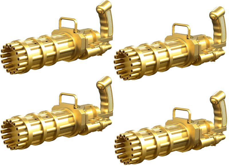 JB LUXX 38cm 15 HOLE Gatling Electric Bubble Machine - Set of 4